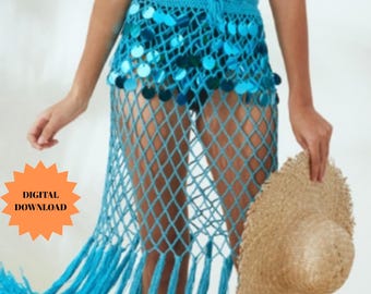 Sparkle Crochet Skirt Pattern | Boho Mesh Stitch Sequin Skirt (Digital Download)