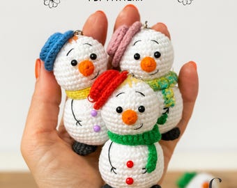 Wzór na szydełkową ozdobę bałwanka w czapeczce (Amigurumi) w formacie PDF