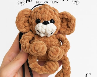 Plush Monkey Keychain Amigurumi Crochet Pattern Tutorial PDF