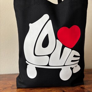 Roller Derby Skate “Love”Bold Text Canvas Tote Bag