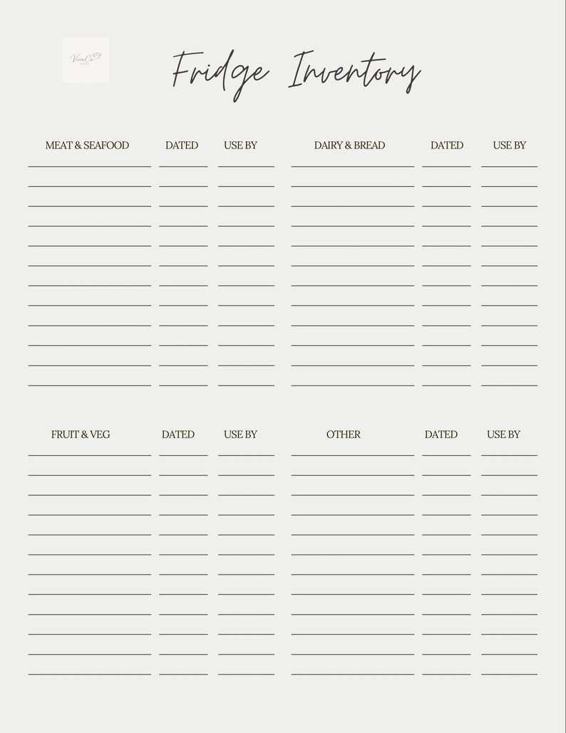 Fridge Inventory.pdf Fridge Freezer Inventory Printable, Food Inventory Tracker PDF, Kitchen ...