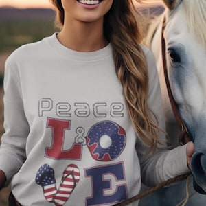 Peace & Love Long Sleeve Tee, Hippie Shirt, Boho Top, Groovy Unisex Tee, Retro Peace Shirt, Festival Clothing