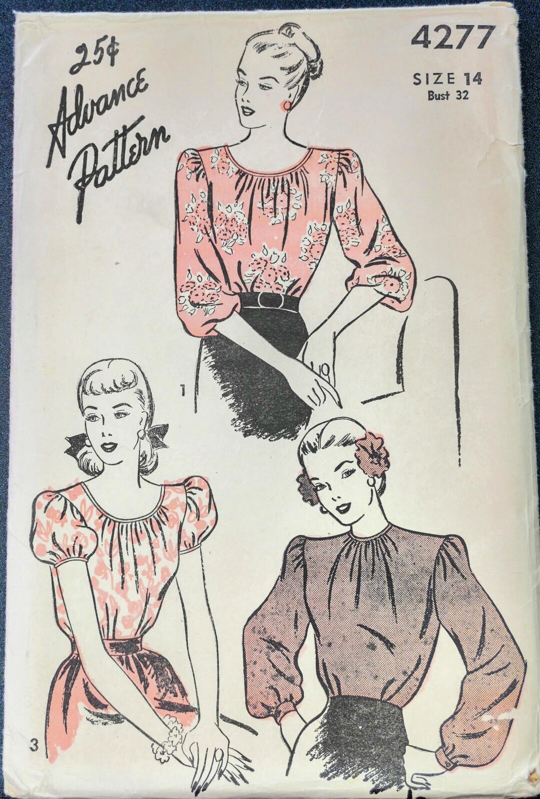 Advance Pattern 4277 - Original Pattern for Blouse With Neckline and ...