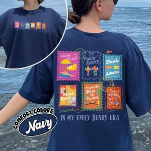 Emily Henry Book Stamps Comfort Colors Shirt, Book Girl T shirt, Happy Place Book Lover, Gift For Romance Reader