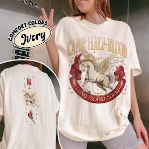 Camp Half Blood Comfort Colors Shirt, Pegasus Two-sided Tee, Greek Mythology T Shirt, Book Lover Gift, Vintage Distressed Tee, Aesthetic Tee
