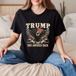 Trump 2024 Take America Back T-Shirt, USA Flag Patriotic Eagle Shirt, Pro Trump Election Tee
