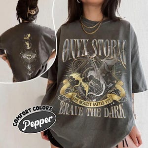 Onyx Storm Brave The Dark T-Shirt, Fourth Wing Fan Tee, Violet Sorrengail Shirt, Dragon Rider Fantasy Book Gift, Bookish Reader Merch