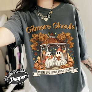 Retro Fall Ghost Coffee Shop Comfort Colors Shirt, Cozy Autumn Leaves Tee, Spooky Season Vintage Cafe Shirt, Fall Aesthetic Top