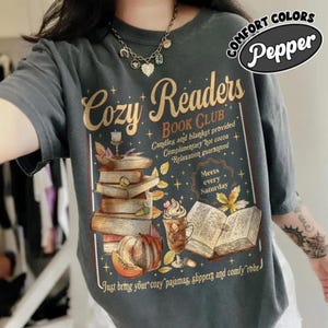 Cozy Readers Book Club Comfort Colors Shirt, Fall Bookish Tee, Coffee And Book Lover, Cozy Girl Book Club Long Sleeve, Gift for Book Lovers
