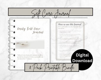 Self-Care Journal for Mental Health and Wellness, Daily Well being Mindfulness Gift, Self Love Undated Printable Plan