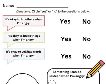 Anger Management/ Emotional Regulation Worksheet for Children