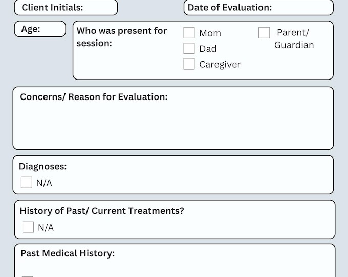 Pediatric Occupational Therapy Initial Evaluation Form - Etsy Canada