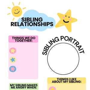 Occupational Therapy Sibling Relationships Worksheet 3 Pack