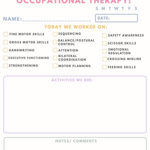 Session Review Parent Take Home Occupational Therapy