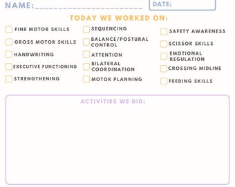 Occupational Therapy Session Review Parent Take Home