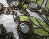 Light Grey Opal Crystal Spyglass Filigree Drops 6 Pcs