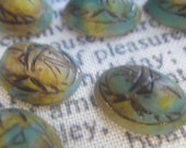 Chunky Dark Faux Turquoise Faience Opaque Glass Scarabs 10x8mm 6 Pcs