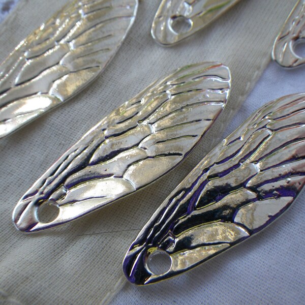 Cicada Wing Charms Silver Alloy 6 Pcs