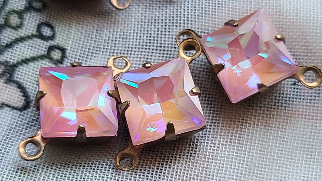 Pink Ox String Line Electric Pink 8mm Square Brass Ox Glass Links 4 Pcs - Etsy