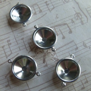 Rivoli in argento da 16 mm, montatura sottile, due anelli, 4 pezzi