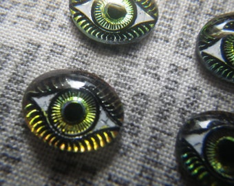 Vitrail Wide Eye 10x8mm Oval Glass Cabochons 4 Pcs