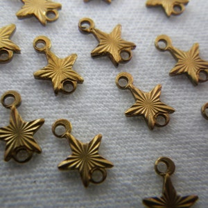 Tiny Brass Star Die Struck 9mm Connectors 12 Pcs