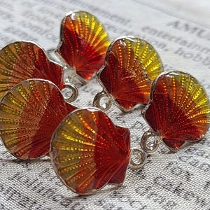 Ohrstecker-Verschlüsse aus emailliertem, silberplattiertem Messing in Sonnenuntergangsfarben, 16 x 14 mm (6 Stück)
