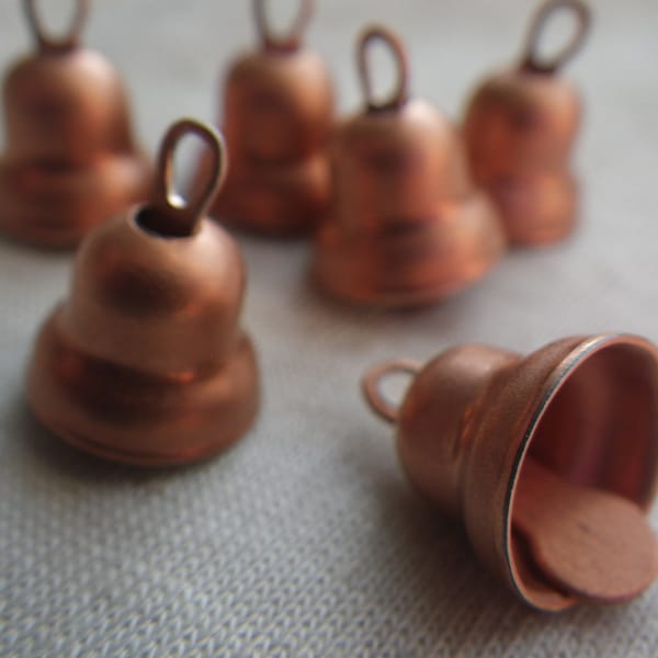 Lovely Vintage Copper Bell Charms 10mm 6 Pcs