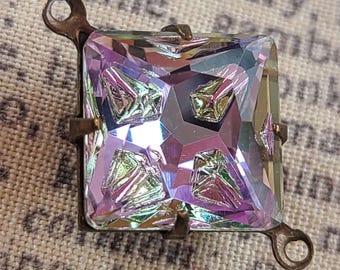 Vitrail Light Patterned Rhinestone 12mm Square Links 4 Pcs