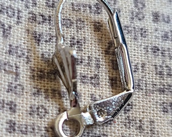 Silver Plated Brass Leverback Ear Wires with Shell 12 Pcs