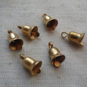 Tiny Vintage Brass Bell Charms 7mm 6 Pcs