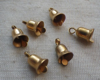 Tiny Vintage Brass Bell Charms 7mm 6 Pcs