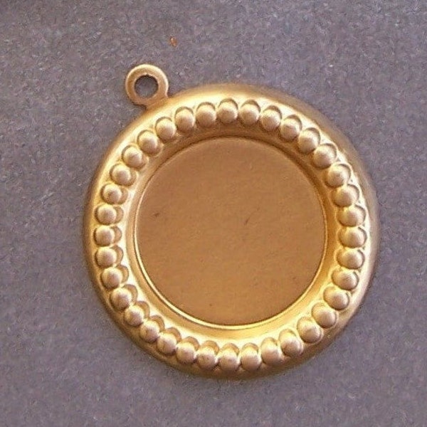 Brass Round Cameo Settings for 15mm Cabs Fancy Rope Border 6 Pcs