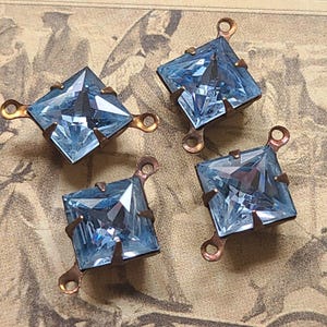 Lavendel 10mm Very Vintage Austrian Crystal Connectors Brass Ox 4 Pcs