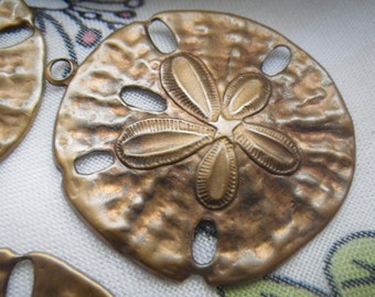 Large Sand Dollar Brass Ox Stampings Charms Pendants 34mm 4 Pcs