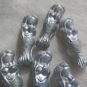 Lunar Grey Mermaid Matte Finish Silver Wash 25x5mm 6 Pcs
