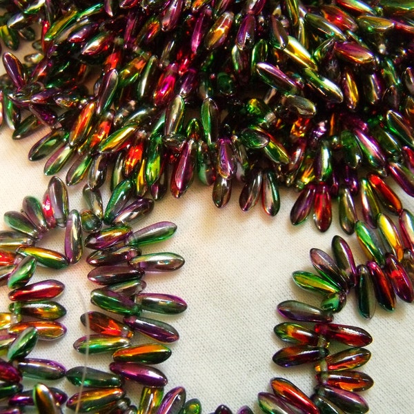 Marea Multicolored Peacock Gold Dagger Drops 3x11mm 100 Pcs