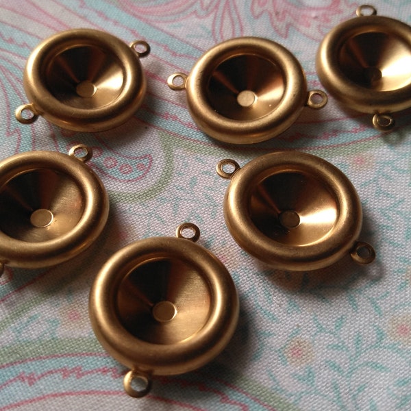 Brass 10mm Rivoli Settings Two Loops 6 Pcs