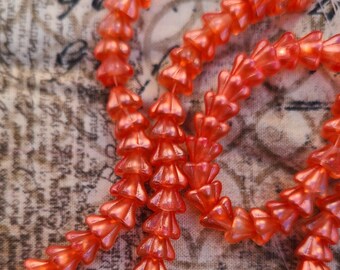 Tangerine Orange Luster Bellflower 8X6mm Beads 25 Pcs