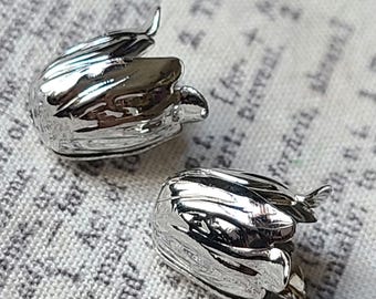 Wild Tulip Silver Plated Bead Caps 13x11mm 2 Pcs