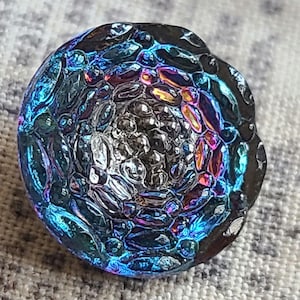 Botón checo vintage de peonía azul de Bermudas, 13 mm, redondo, 1 unidad