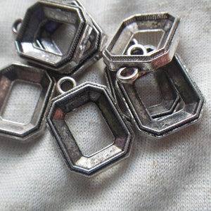 Clearance - Silver 12x10mm Octagon Settings Glue In 8 Pcs