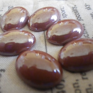 Ahornsirup braun Luster 18 x 13 mm Oval Glas Cabochons 6 Stück