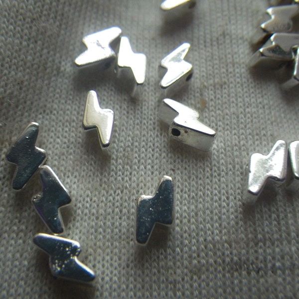 Tiny Silver Synthetic Hematite Lightning Bolt Beads 6x3mm 25 Pcs