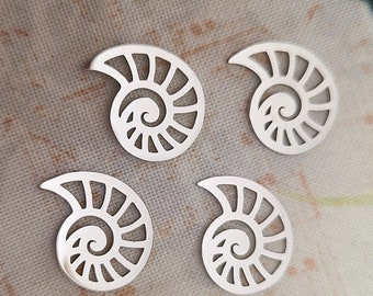 Nautilus or Ammonite Charms 18mm Stainless Steel 4 Pcs