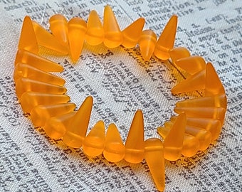 Perle Di Vetro Ceco Giacinto Smerigliato Arancione Spike 13x5mm 30 Pz
