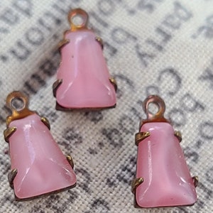 Pendientes colgantes de latón con forma de buey y piedra lunar rosa vintage de 6 x 4 x 2 mm, 6 unidades