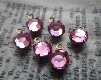 Rose Pink Vintage  ss30 6mm Drops One Loop 6 Pcs