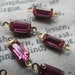 Rose Pink Vintage Swarovski 8x4mm Square Octagon Vintage Glass Drops Two Loops 6 Pcs