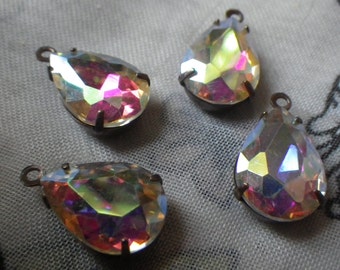 Crystal AB 14x10mm Pear Drops 4 Pcs